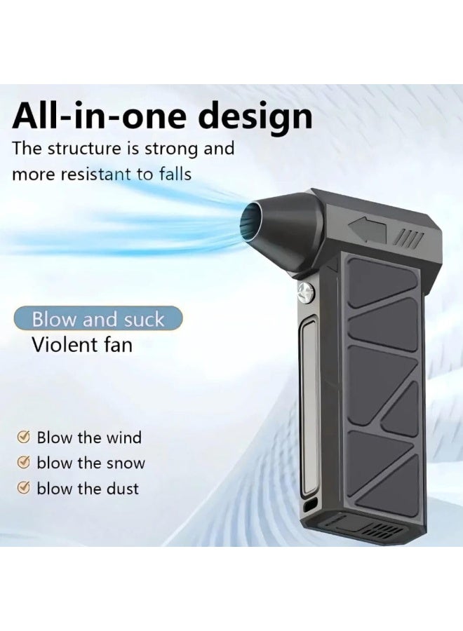 TEGRILO Cordless Handheld Air Blower With Vaccum Suction, High Speed 130000RPM Jet Fan Mini Blower, 4 Speed Adjustable Wind Power, LED Turbo Jet Dry Blower for Keyboard Computer Car Outdoor Home - Image 2